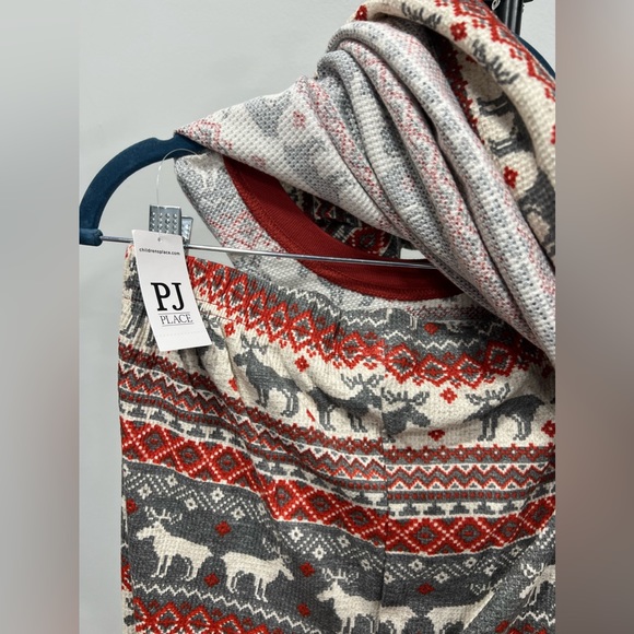 NWT Unisex Adult Matching Family Thermal Reindeer Fairisle Cotton Pajamas - Picture 6 of 9